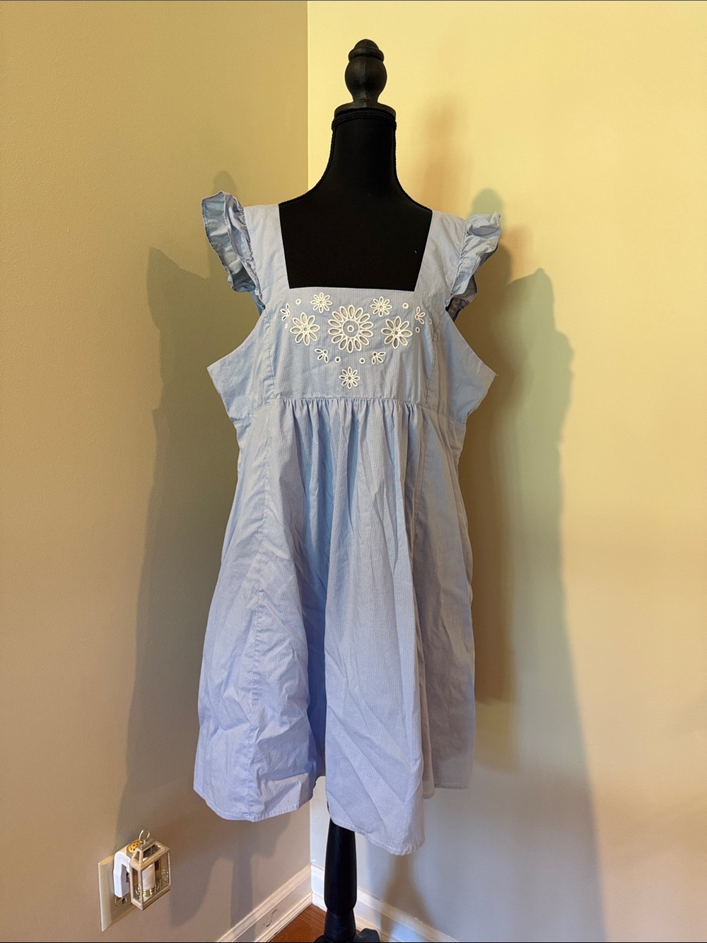 Draper James Light Blue Mini Dress with White Floral Embroidery
